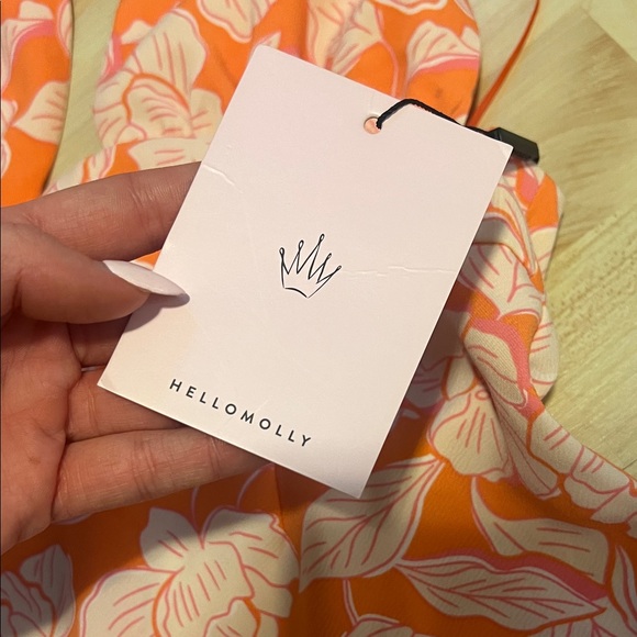 Hello Molly Coral Pink Floral Halter Mini Dress - Picture 5 of 6